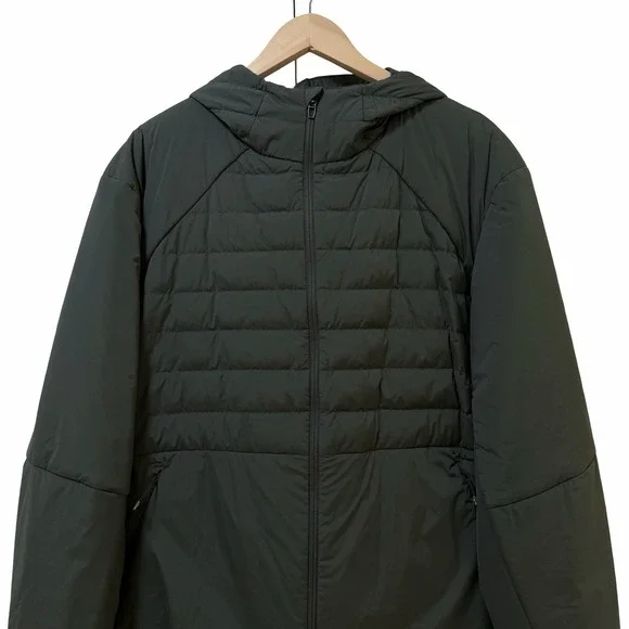 Lululemon Mens Down For It All Goose Down Puffer Jacket Size XXL Army Green FLAW